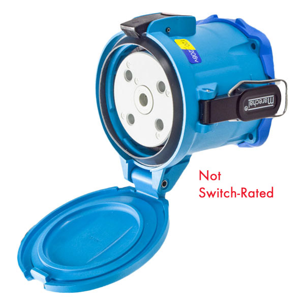 63-94167-352-375 - DSN150 RECEPTACLE POLY BLUE SIZE 5 TYPE 4X IP 69 3P+N+G 150A 120/208 VAC 60 Hz NO AUX STRAIGHT INSERTION MUSHROOM PAWL